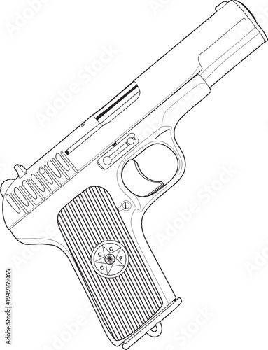 soviet_pistol_tt33_side_view_vector.eps