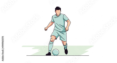 Soccer Player Dribbling Ball During Game.