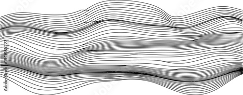 Thin line wavy abstract vector background. Curve wave continuous design poster. Line art striped graphic template. Vector illustration.
