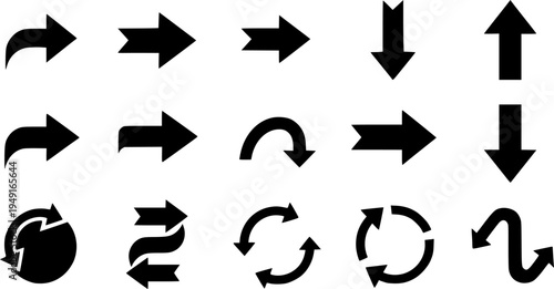 Arrow icon collection. Directional arrows with grunge texture. Vintage arrow button isolated on white background. Vector illustration.
