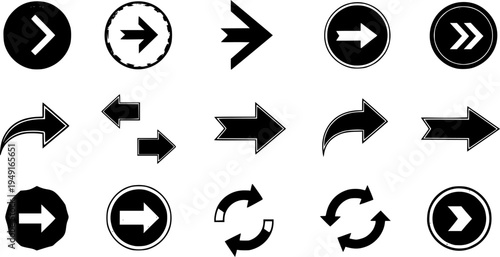 Arrow icon collection. Directional arrows with grunge texture. Vintage arrow button isolated on white background. Vector illustration.
