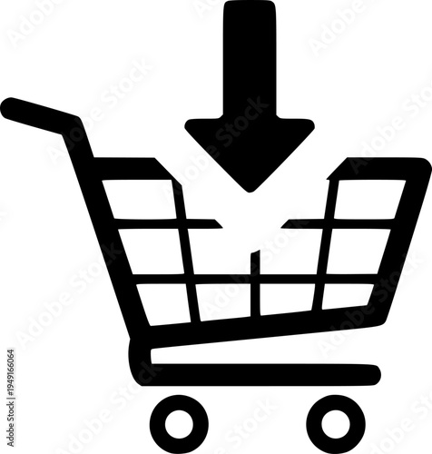Shopping cart icons: check, cross, down arrow, price tag, plus
