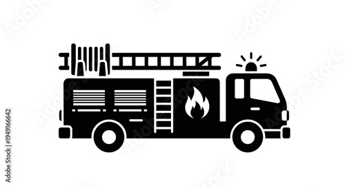 Fire Truck Icon Firefighter Vehicle Emergency Service Rescue Truck.