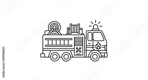 Fire Truck Icon Emergency Vehicle Firefighter Equipment Rescue Service.