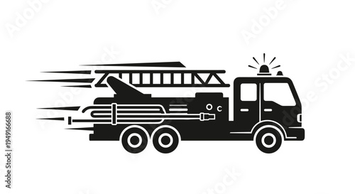Fire Truck Speed Icon - Emergency Vehicle Motion Graphic.