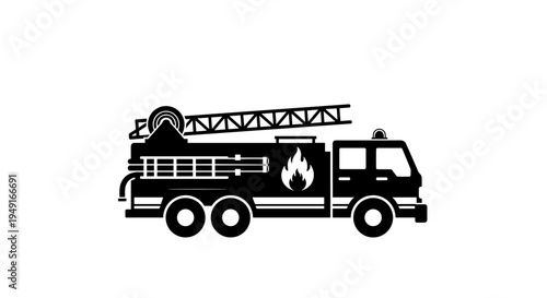 Fire Truck Icon - Emergency Vehicle Firefighter Rescue.