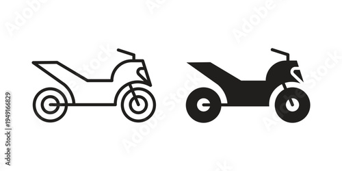 Motorcycle icon with editable stroke and solid design vectors