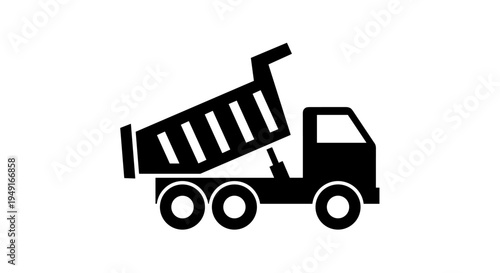 Dump Truck Icon - Construction Vehicle Silhouette.
