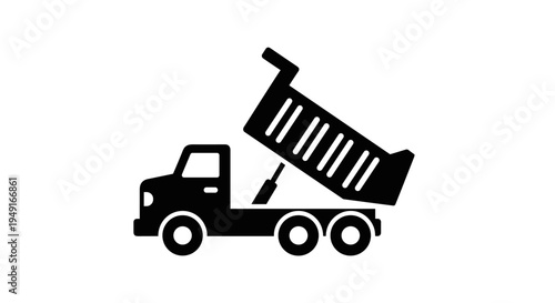 Dump Truck Icon Construction Vehicle Transporting Materials.