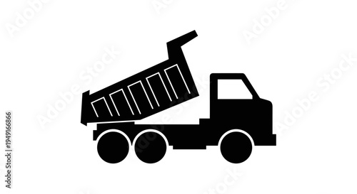 Dump Truck Icon Construction Vehicle Silhouette Heavy Machine.