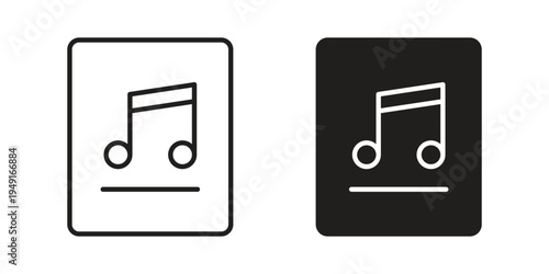 Music File icon with editable stroke and solid design vectors