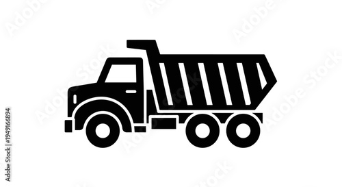 Dump Truck Icon Black Silhouette - Construction Vehicle Symbol.