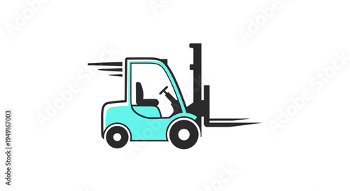 Fast Forklift Truck Icon - Logistics Warehouse Delivery.