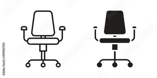 Office chair icon with editable stroke and solid design vectors