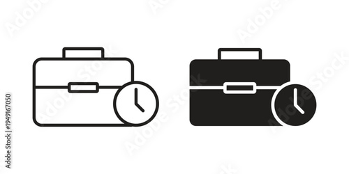 Office time icon with editable stroke and solid design vectors