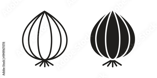 Onion icon with editable stroke and solid design vectors