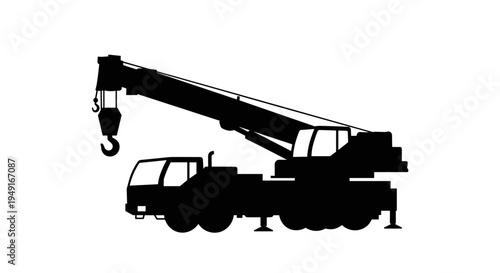 Crane Truck Silhouette Construction Vehicle Heavy Machinery.