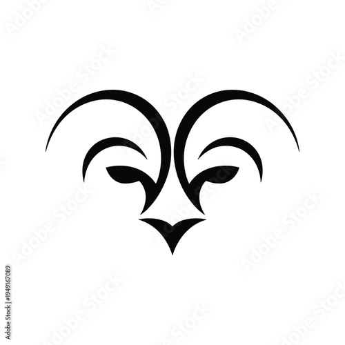 Aries zodiac symbol in black