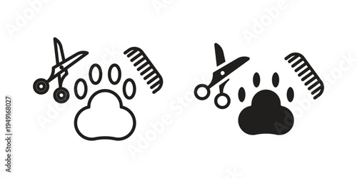 Pet grooming icon with editable stroke and solid design vectors