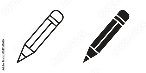 Pencil icon with editable stroke and solid design vectors