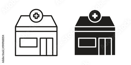 Pharmacy icon with editable stroke and solid design vectors