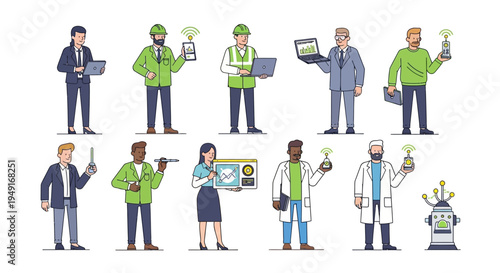 Modern Diverse Corporate Character Set for SaaS Marketing Dashboards and Fintech User Interface Design