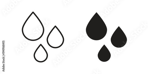 Raindrops icon with editable stroke and solid design vectors