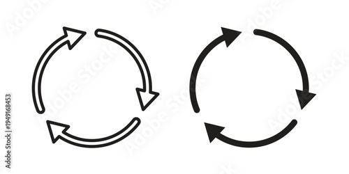 Recycle icon with editable stroke and solid design vectors