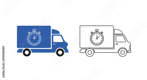 Delivery truck icons with a clock showing speed and time sensitivity