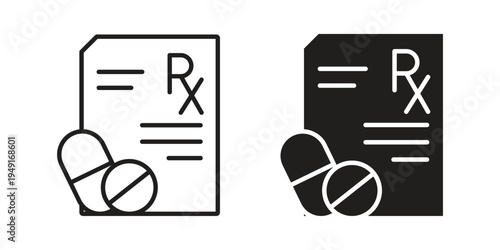 RX icon with editable stroke and solid design vectors
