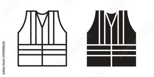 Safety vest icon with editable stroke and solid design vectors