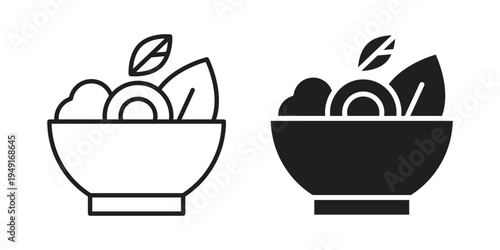 Salad icon with editable stroke and solid design vectors