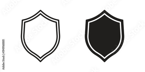 Shield icon with editable stroke and solid design vectors
