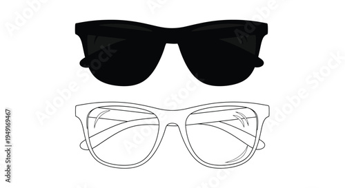 Two pairs of sunglasses one black one white outline shown