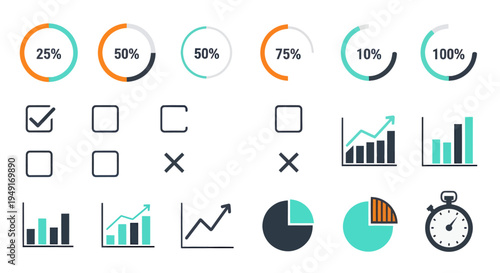 Productivity KPI Metrics Icon Set for Business Analytics Dashboard and Data Visualization