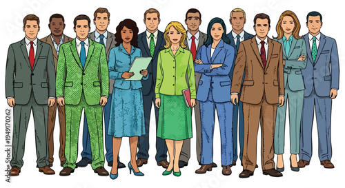 Diverse Corporate Leadership and Multi-Ethnic Business Professional Team in Vibrant Pop Art Style for B2B Marketing Agency Campaigns