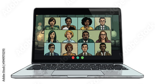 Collaborative Global Strategy Session: Diverse Creative Agency Team Synchronizing via High-End Graphic Novel Style Virtual Interface