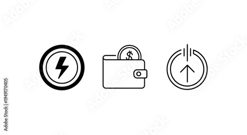Money, Wallet, and Power Icons