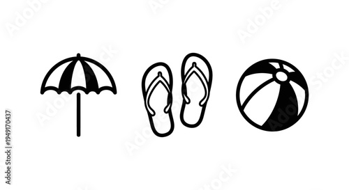 Summer Vacation Beach Essentials Icons