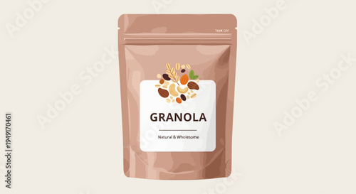 Granola in Pink Pouch Packaging Display.