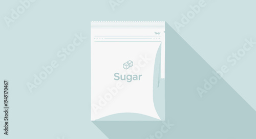 White Sugar Packet on Light Background.