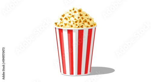 Red Striped Popcorn Bucket Full Popcorn.