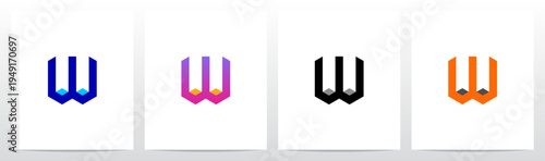 Cube Block Bar Negative Space Inside Letter Alphabet Initial Logo Design W