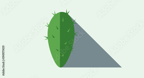 Green Prickly Pear Cactus Closeup.