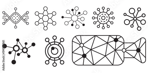 molecular and crystal lattice structures flat design vector illustration