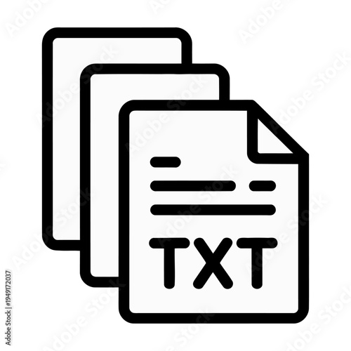 A simple vector icon representing multiple text files in a stacked formation