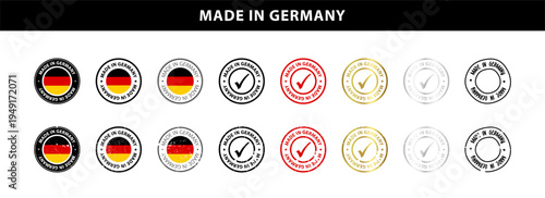 Made in Germany round icon with German flag