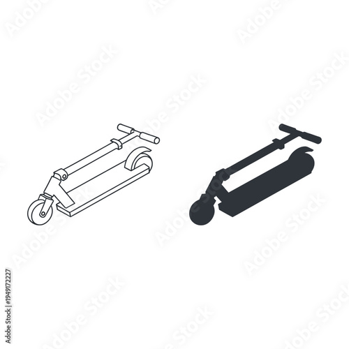 A vector image showing two scooters in an isometric view.