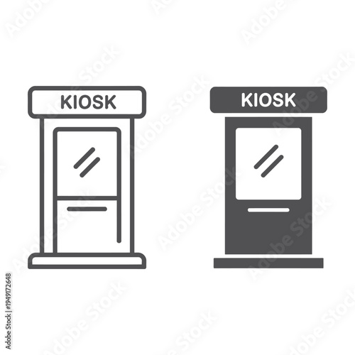 Two vector kiosk icons designed in black and white colors