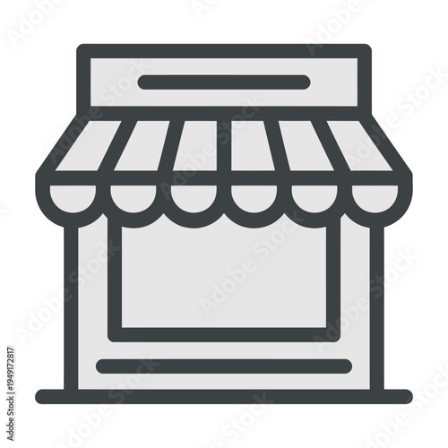 A vector illustration of a store with a striped awning